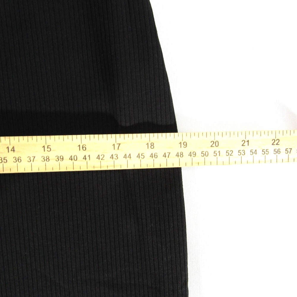 Good Luck Gem Black Ribbed Knit Bodycon Square Neck V Slit Dress Women's Size L - Picture 9 of 10